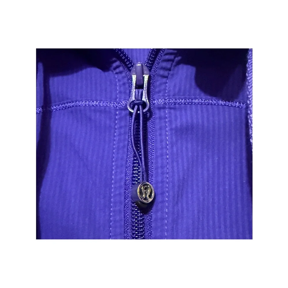 Lululemon In Stride Jacket Royal Purple Ribbed Pleated Back Full Zip Size 8